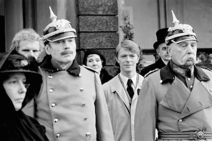 David Bowie, en el rodaje de la película 'Just a gigolo', que protagonizó, rodada en Berlín en 1978.