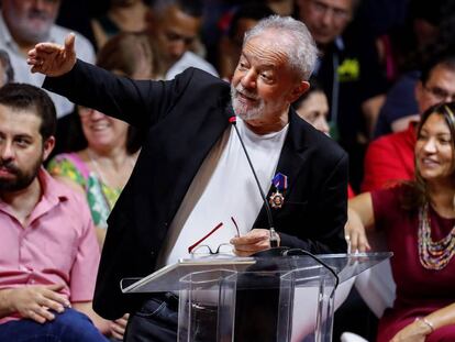 El expresidente Lula en el congreso de su partido este fin de semana. 