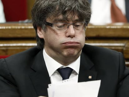 Puigdemont, durante una sesi&oacute;n de control parlamentario. 