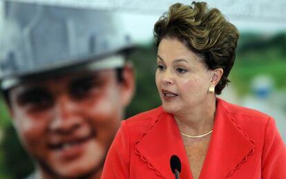 Rousseff, ayer, en el discurso que ofreció a empresarios y sindicalistas.