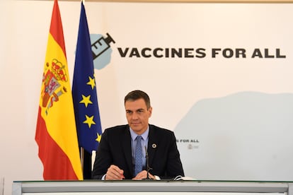 El presidente del Gobierno, Pedro Sánchez, en una intervención en la Cumbre de Salud Global del G-20, este viernes.