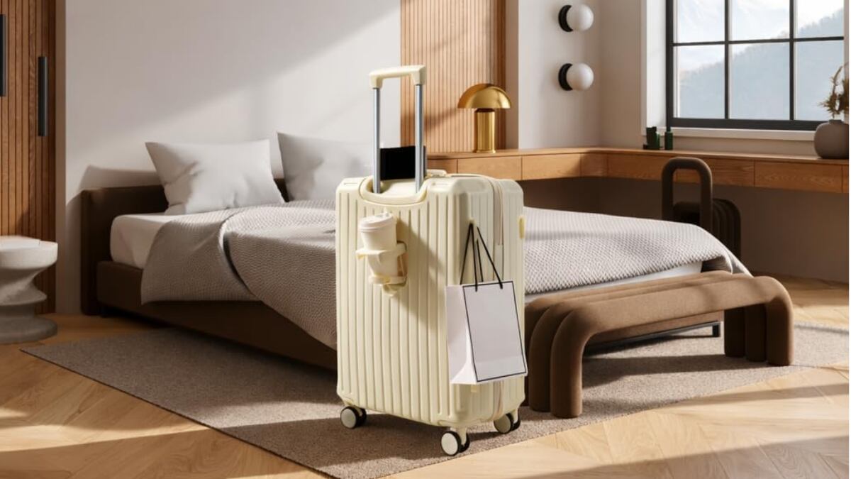 Esta maleta de cabina cuenta con ruedas desmontables.