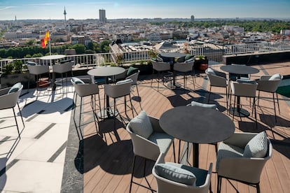 Vistas desde la terraza del Club Financiero Génova, en la calle del Marqués de la Ensenada, número 14, Madrid.