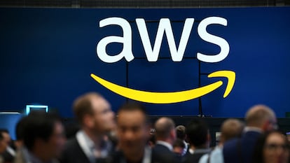 Un logotipo de Amazon Web Services (AWS), en una feria en Hannover, Alemania, este mes.