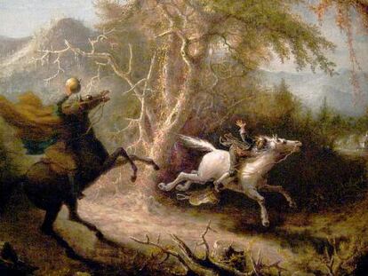 'El jinete sin cabeza persigue a Ichabod Crane', por John Quidor