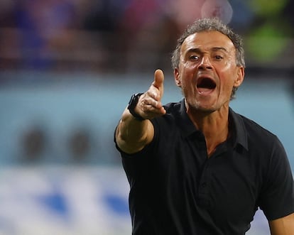 Luis Enrique, este jueves durante el España-Japón en el estadio Khalifa Internacional, en Doha.