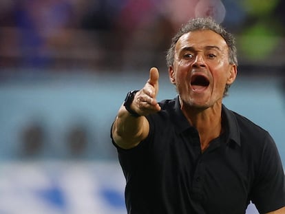 Luis Enrique, este jueves durante el España-Japón en el estadio Khalifa Internacional, en Doha.