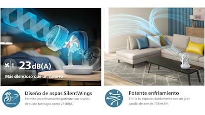 Este ventilador portátil y silencioso cuenta con tres ajustes de velocidad.
