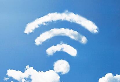 Una nube con forma de s&iacute;mbolo wifi.