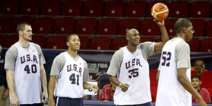 Love, Rose, Odom y Durant (de izquierda a derecha), en un entrenamiento de la selección estadounidense.