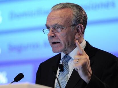 El presidente de CaixaBank, Isidre Fain&eacute;, durante la rueda de prensa de este viernes.