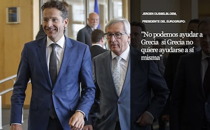 Grecia no tiene más opciones que tomar las difíciles decisiones que le piden los acreedores internacionales. Este ha sido el mensaje del presidente del Eurogrupo, Jeroen Dijsselbloem, en las últimas semanas. Así lo repitió en una entrevista el pasado viernes al diario finlandés ‘Helsingin Sanomat’: “Si el Gobierno griego no puede aceptar el hecho de que no hay una solución fácil y que tiene que tomar decisiones difíciles, está solo. No podemos ayudar a Grecia si Grecia no quiere ayudarse a sí misma”.