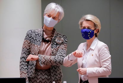 Las presidentas del BCE, Christine Lagarde, y la de la Comisión Europea, Ursula Von der Leyen.