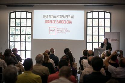 El degà de la facultat de Comunicació de la UPF, Jordi Balló, en la presentació de la nova etapa del 'Diari de Barcelona'.