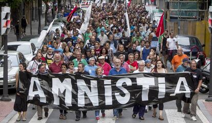 Manifestación por la amnistía de presos etarras, el 29 de agosto de 2015.