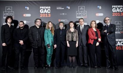 Los ganadores de los premios de las galerías, anoche en el Macba.