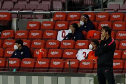 El entrenador del Sevilla, Julen Lopetegui, durante el partido de vuelta de semifinales de la Copa del Rey.