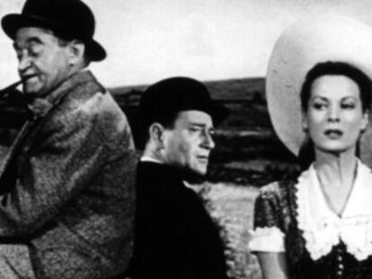 Fotograma de la película 'El hombre tranquilo' del director John Ford, con John Wayne y Mauren O` Hara.