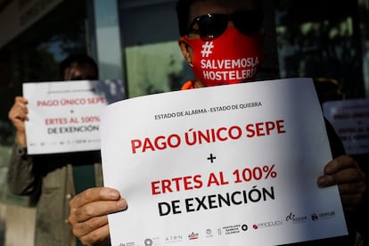 Protesta de hosteleros en Valencia.