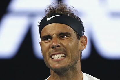 Rafael Nadal reacciona en un instante del partido.