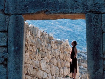 La Puerta de los Leones, en el yacimiento arqueológico de Micenas, en el Peloponeso (Grecia). 