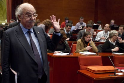 El consejero de Economía de la Generalitat, Andreu Mas-Colell, en el Parlamento.