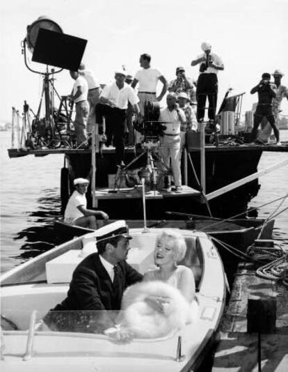 Tony Curtis y Marilyn Monroe, en el rodaje en San Diego.