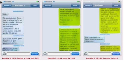 Mensajes de móvil entre Rajoy y Bárcenas publicados por 'El Mundo'.