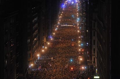 Según la policía local, en la manifestación han participado unas 110.000 personas, convirtiéndose en una de las marchas más concurridas de los últimos años en el País Vasco