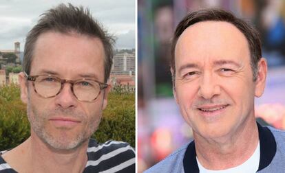 Guy Pearce, en mayo de 2014 (izquierda); y Kevin Spacey, en junio de 2017 en Londres (derecha).