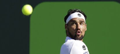 Fognini, durante los cuartos frente a Nishikori.