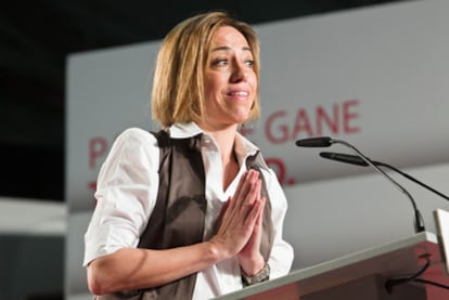 Carme Chacón, durante su intervención en el acto preelectoral de Elche.