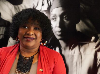 Zindzi Mandela, durante la inauguración de una galería fotográfica sobre su padre, en Gdansk, Polonia, 2016.