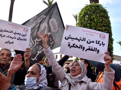 Protesta por la subida de los precios el pasado domingo frente al Parlamento de Rabat.