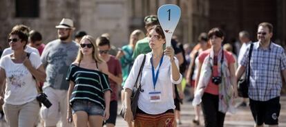 Turistas en el centro de Valencia.