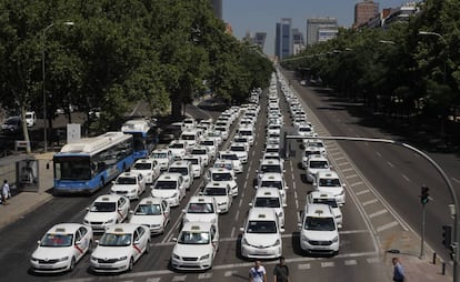 Huelga de taxistas en Madrid el pasado julio.