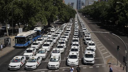 Huelga de taxistas en Madrid el pasado julio.