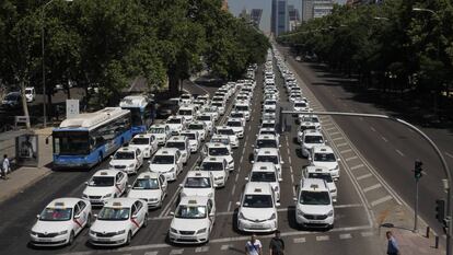 Huelga de taxistas en Madrid el pasado julio.