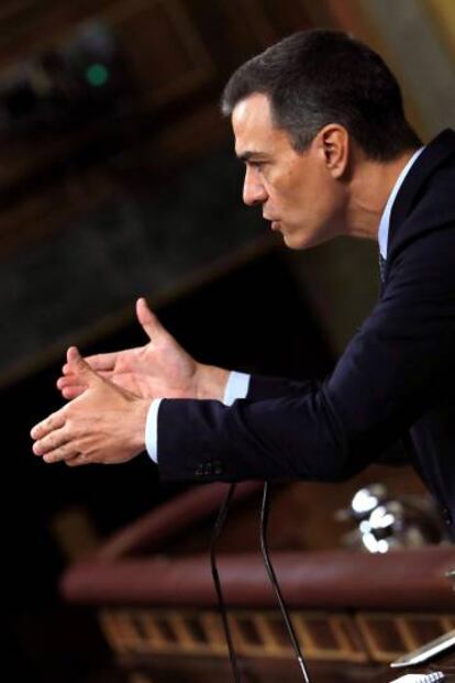 Pedro Sánchez at the debate in Congress.