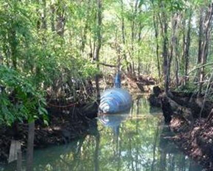 El 'narco submarino' hallado en la selva de Eduador