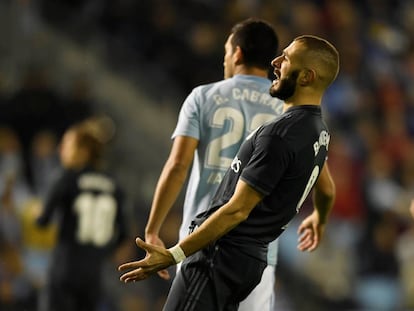 Benzema lamenta una ocasión ante Cabral.