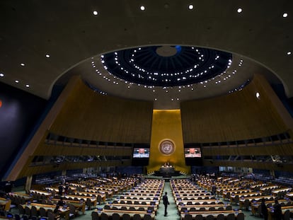 Vista del salón de la Asamblea General de la sede de la ONU en Nueva York.