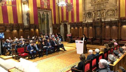 Acto en favor a los políticos presos en el Ayuntamiento de Barcelona
