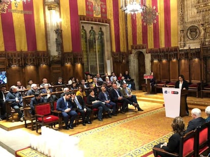 Acto en favor a los políticos presos en el Ayuntamiento de Barcelona