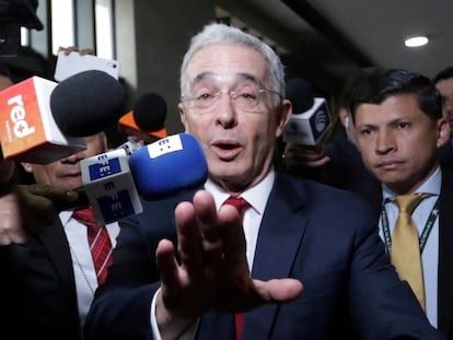 Álvaro Uribe, a su llegada a la Corte Suprema, el pasado mes de octubre.