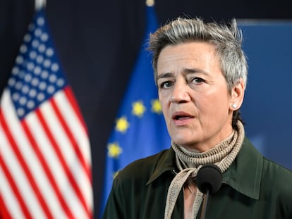 La comisaria Margrethe Vestager, tras la reunión del Consejo de Comercio y Tecnología UE-EE UU.