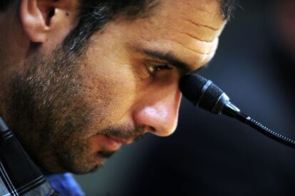 Guardiola, en una rueda de prensa en el Camp Nou en 2009.