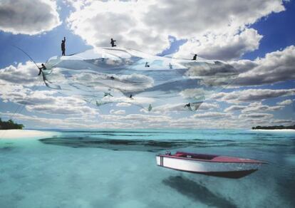 Boceto de 'On space time foam', del argentino Tomás Saraceno, que se emplazará en las islas Maldivas.