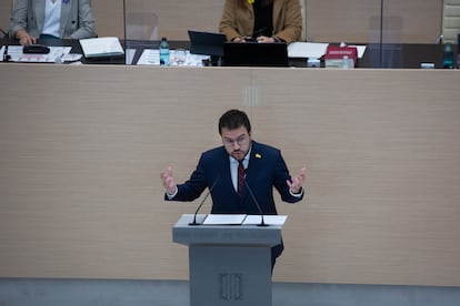 Pere Aragonès, el viernes en el pleno de investidura en el Parlament.