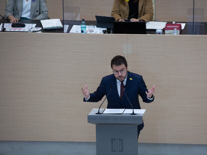 Pere Aragonès, el viernes en el pleno de investidura en el Parlament.